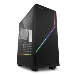 Sharkoon RGB FLOW  ATX Case, with Side Panel of Tempered Glass, without PSU, Tool-free, Illuminated Front Panel, Pre-Installed Fans: Front 1x120mm, 2x ARGB LED Strips, ARGB Controller, 2x3.5-/6x2.5-, 2xUSB3.0, 1xUSB2.0, 1xHeadphones, 1xMic, HDD/SSD Cage, 